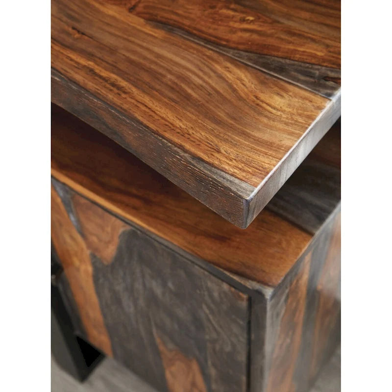 Kappelman Sideboard mit 4 Türen aus grauem Sheeshamholz und schwarzem Holz