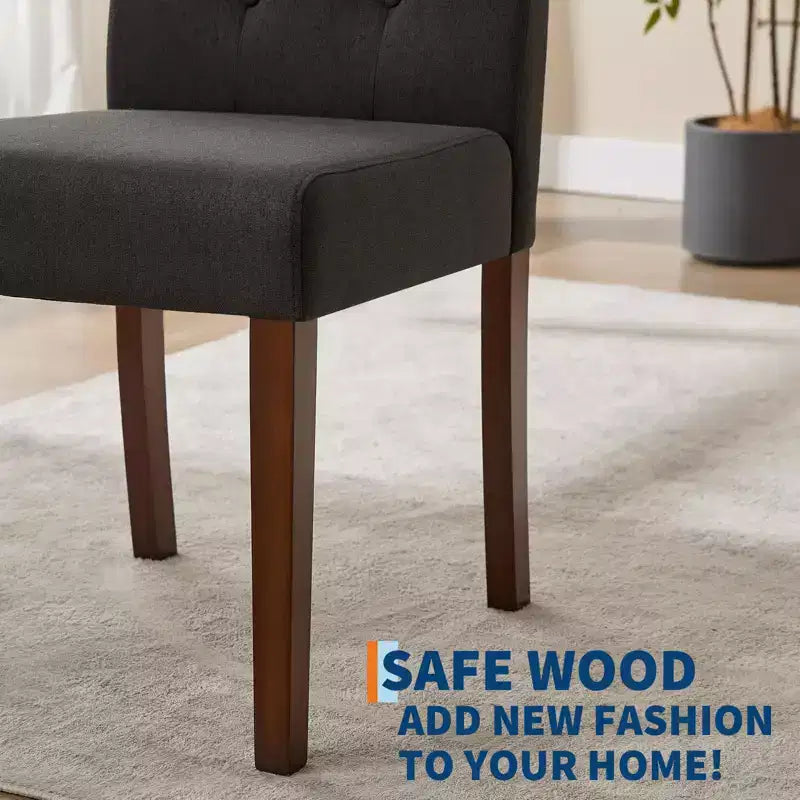Esszimmerstühle im Parsons-Stil mit Knopfheftung, 6er- / 4er-Set - gepolsterte Küchenstühle aus Stoff mit Holzbeinen und gepolsterten Sitzflächen - Möbel für Wohnzimmer und Küche