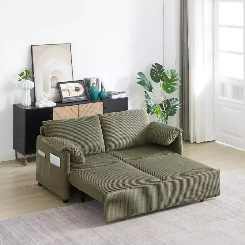 64.5 3-in-1-Schlafsofa aus Cord mit ausziehbarem Bett