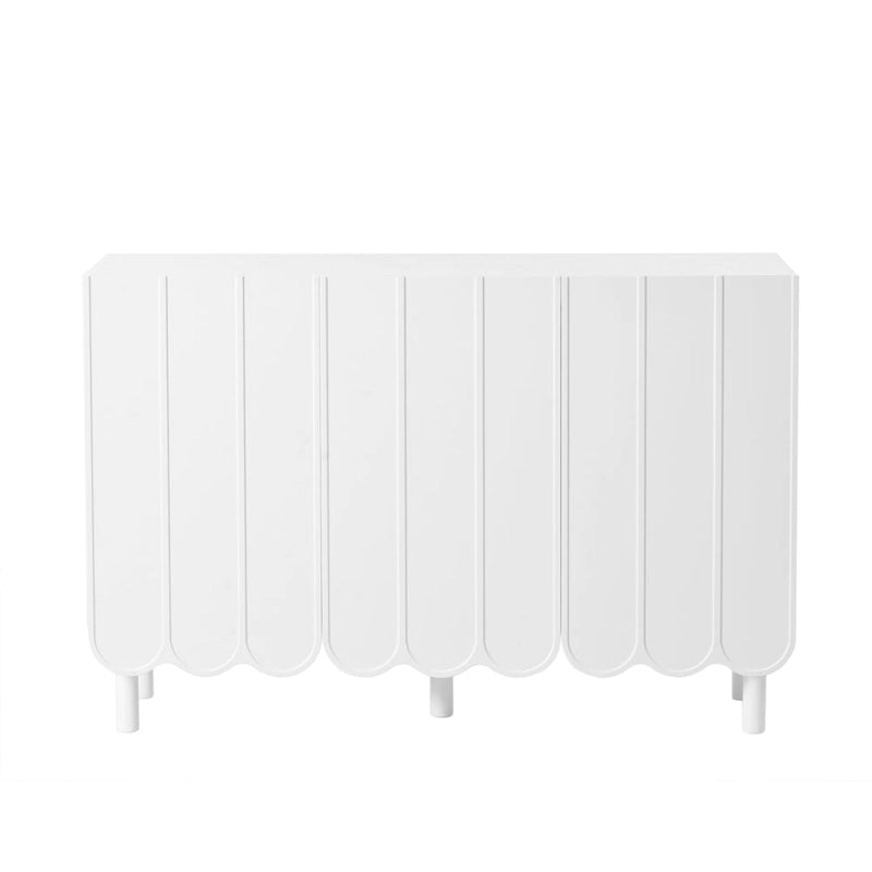 Minimalistischer Schuhschrank im Cremestil mit 5 Beinen aus Massivholz, Sideboard mit verstellbaren Ablagen