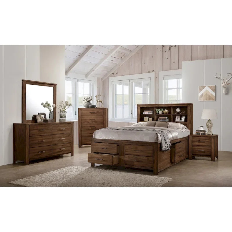 Bett mit 6 Unterbett-Schubladen in Walnuss
