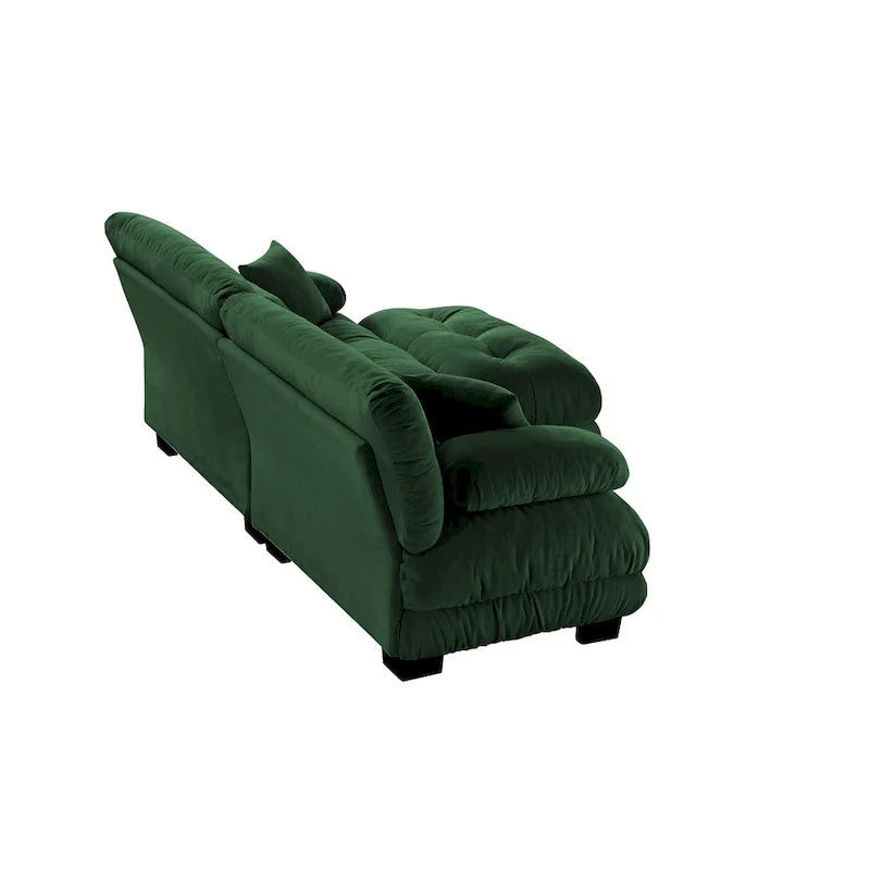 Ecksofa in L-Form, Chenille-Zweisitzer mit Lendenkissen
