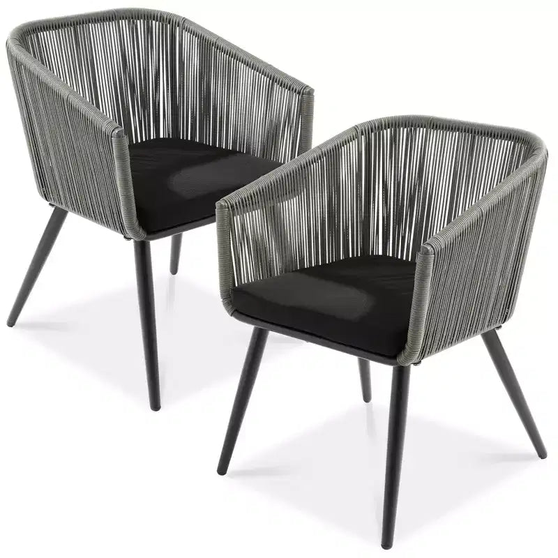 Best Choice Products Set aus 2 Garten-Esszimmerstühlen mit geflochtenem Korbgeflecht, Belastbarkeit 250lb