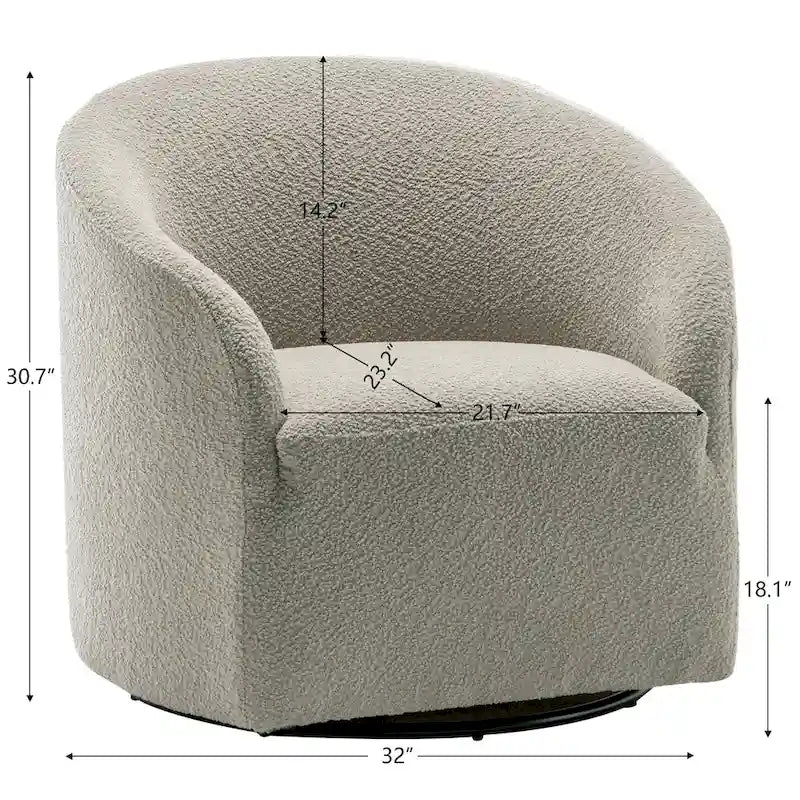 Fauteuil pivotant tonneau KINWELL 32 W rembourré en bouclé (lot de 2)