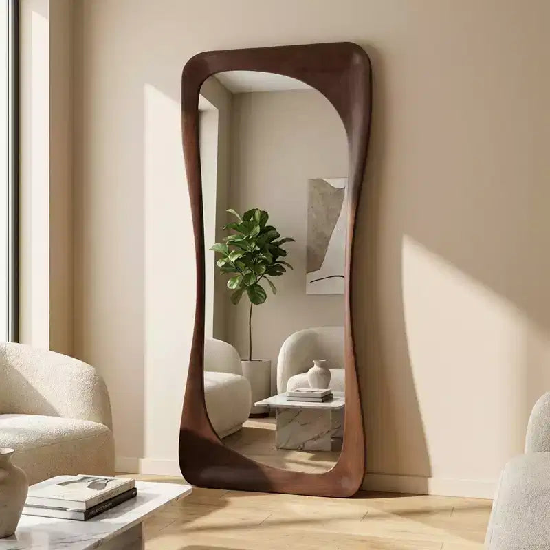 Dovelina 71H*31W asymmetrischer Ganzkörperspiegel, dekorativer Anlehnspiegel, moderner Badezimmerspiegel für Wohnzimmer, Esszimmer, Eingangsbereich und Schlafzimmer