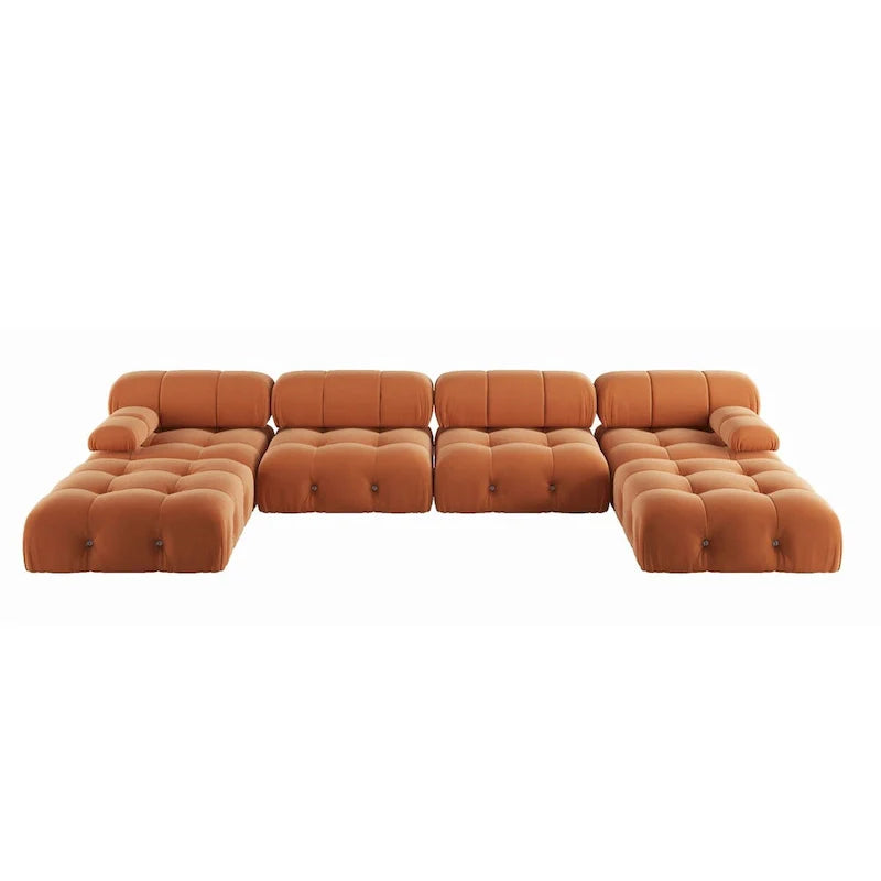 Canapé modulaire convertible de 138, canapé minimaliste en velours en U