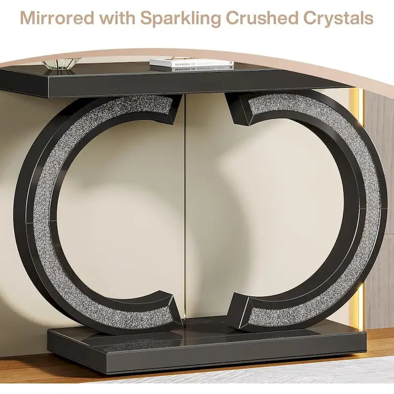 Console argentée, table d’entrée avec miroir de 39 pour l’entrée