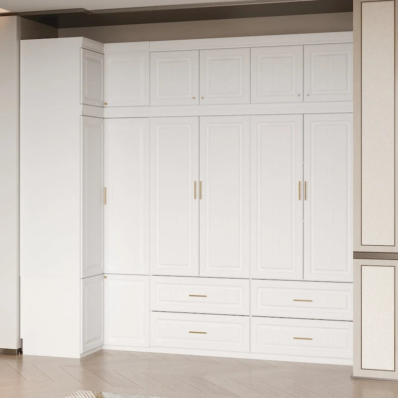Kleiderschrank mit Kleiderstange und 4 Schubladen, viel Stauraum
