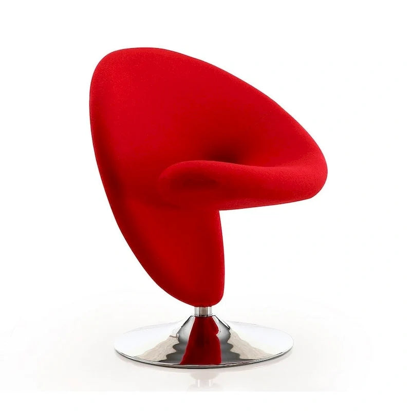 Poltrona girevole decorativa Curl Manhattan Comfort in misto lana e cromo (set da 2)