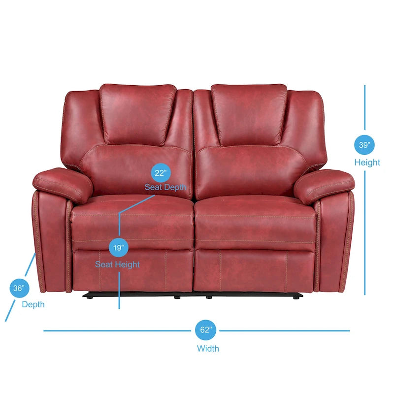 Steve Silver Kameryn handmatig verstelbare loveseat van imitatieleer