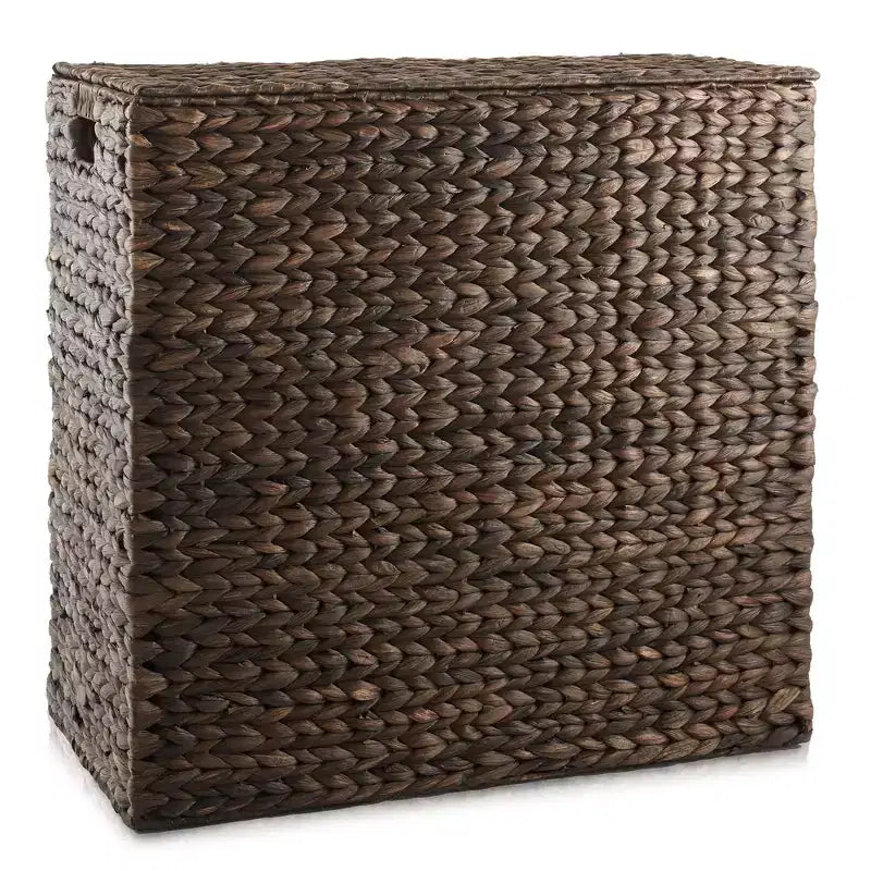 Panier à linge Casafield à 2 compartiments avec couvercle et sacs doublure amovibles, panier de tri tressé en jacinthe d’eau pour vêtements