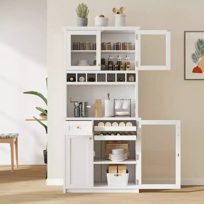 Küchenvorratsschrank, 75 hoch, mit Glastüren