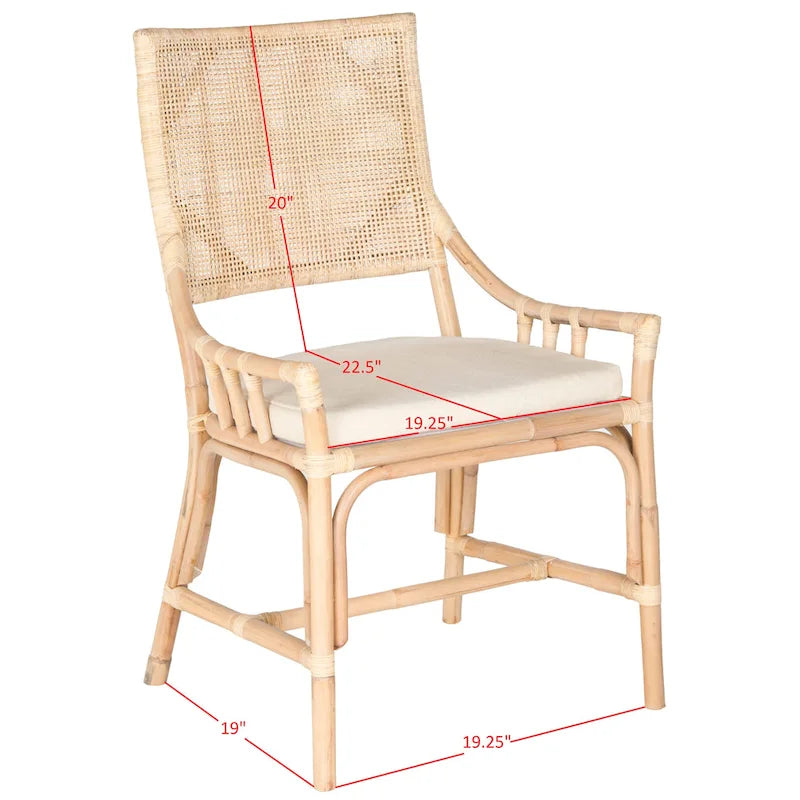 Coastal Rattan Cushion Chair 22 W x 24 L x 37 H 22W x 24D x 37H