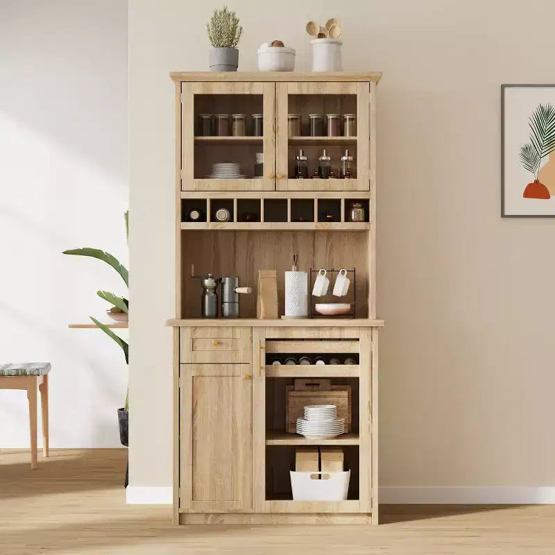 Küchenvorratsschrank, 75 hoch, mit Glastüren