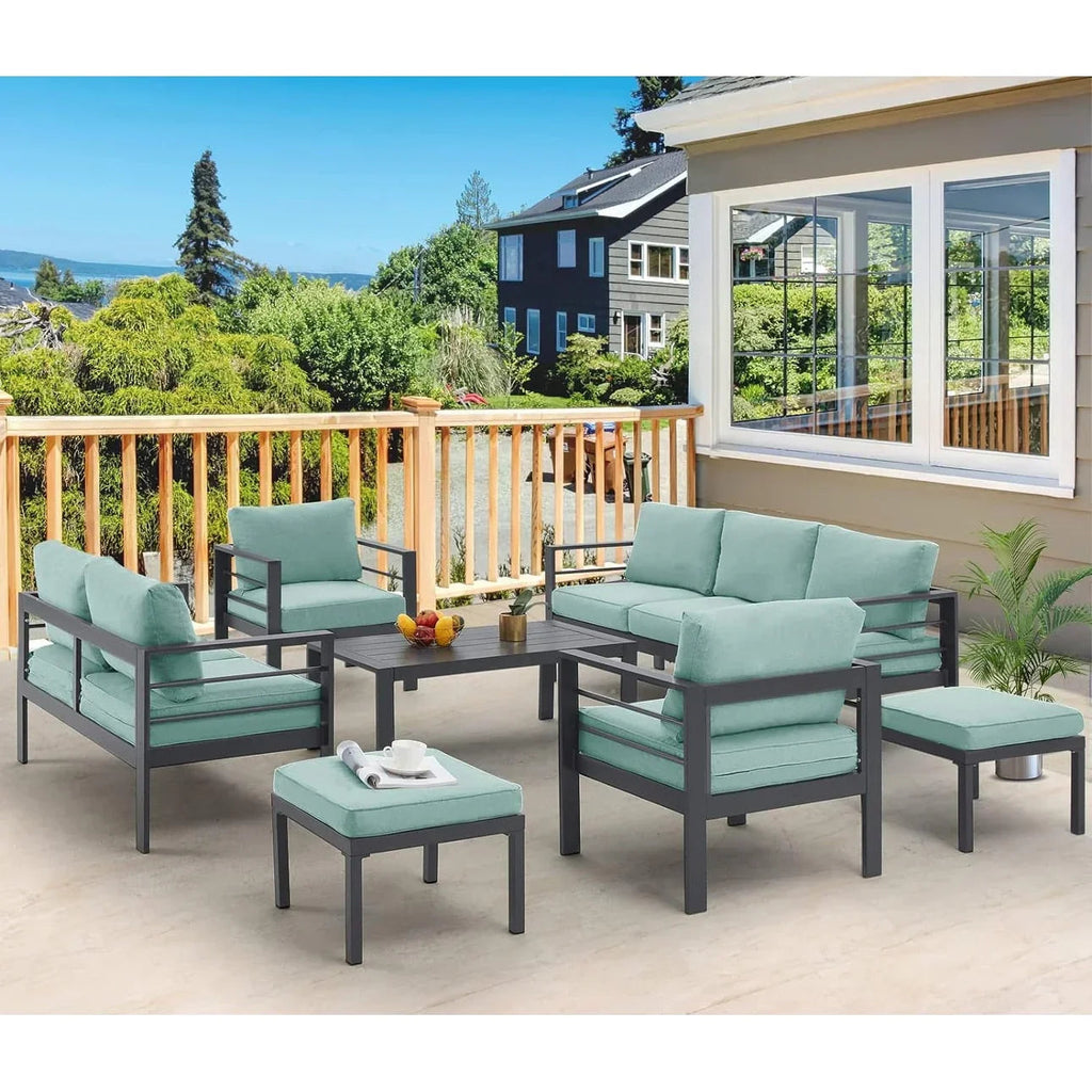Ensemble de mobilier de jardin en aluminium AECOJOY de 7 pièces, salon de jardin