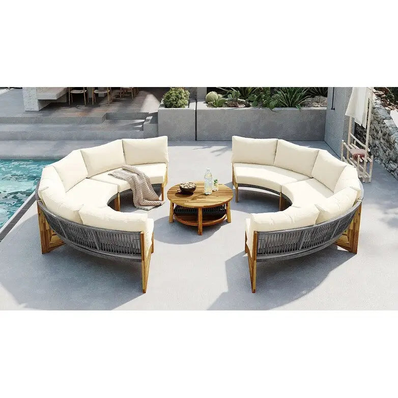Gartensitzgruppe für 6 Personen mit Polstern und 1Couchtisch