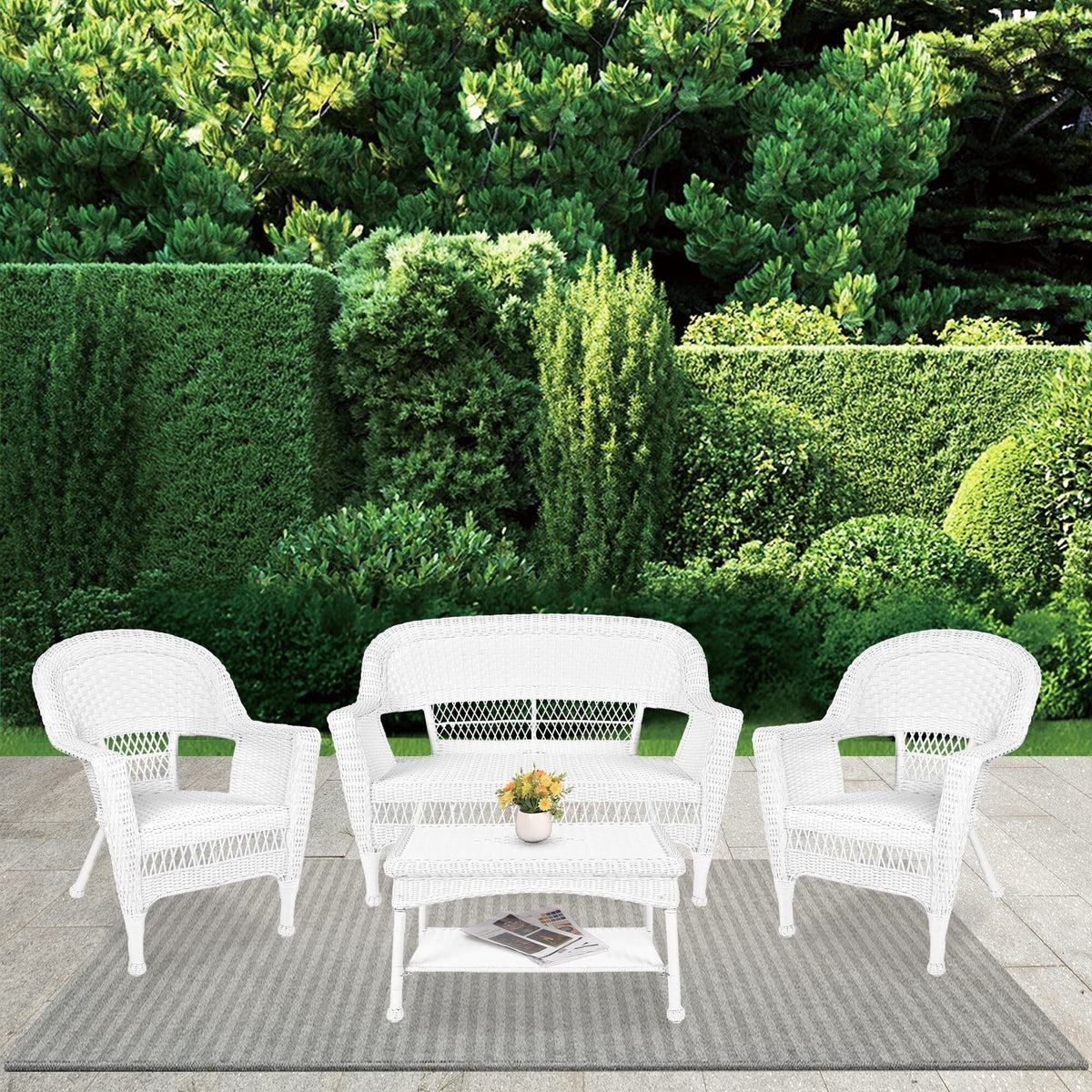 4-teiliges Gesprächsset aus Rattan für die Terrasse