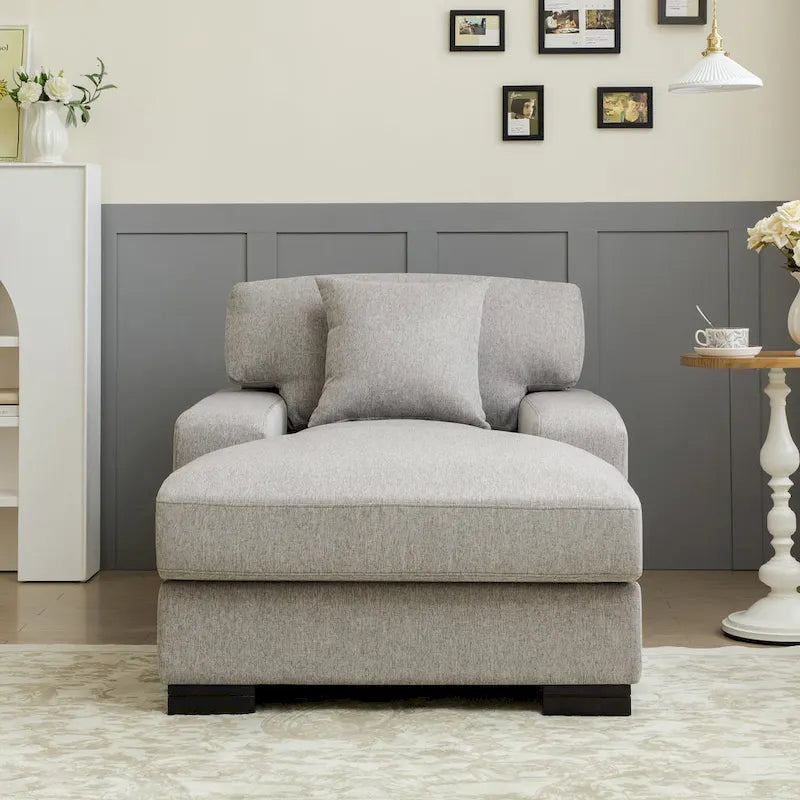 Moderne extra grote chaise longue-slaapbank in mid-century-stijl met kussen