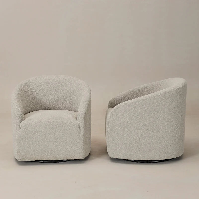 Fauteuil pivotant tonneau KINWELL 32 W rembourré en bouclé (lot de 2)