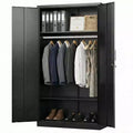 Armoire-penderie en acier robuste de 72in avec serrure, armoires de rangement métalliques pour garage, armoire métallique de rangement pour la maison, la chambre, le bureau ou le placard