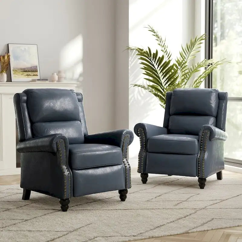 Set mit 2 modernen Relaxsesseln mit gepolstertem Sitz aus Kunstleder/Stoff