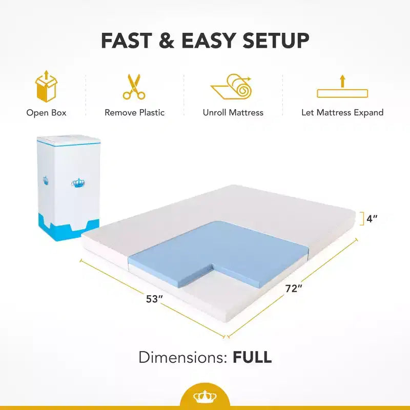 DynastyMattress CoolBreeze-matras van traagschuim, 4 inch, voor slaapbanken en slaapbanken met uitklapbaar frame, full-size, bank niet inbegrepen - gemaakt in de VS