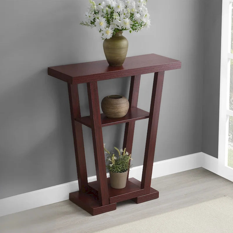 Newport V-consoletafel met planken van Convenience Concepts