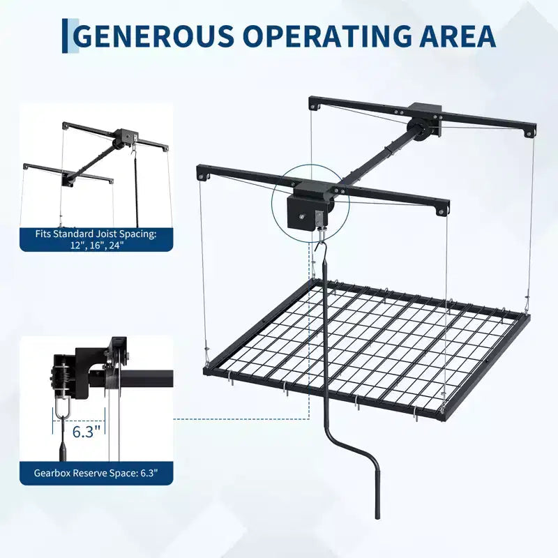Portaoggetti da soffitto regolabile per garage, robusto, con blocco di sicurezza, portata di 250 lb per contenitori, attrezzi, biciclette e altri oggetti da garage
