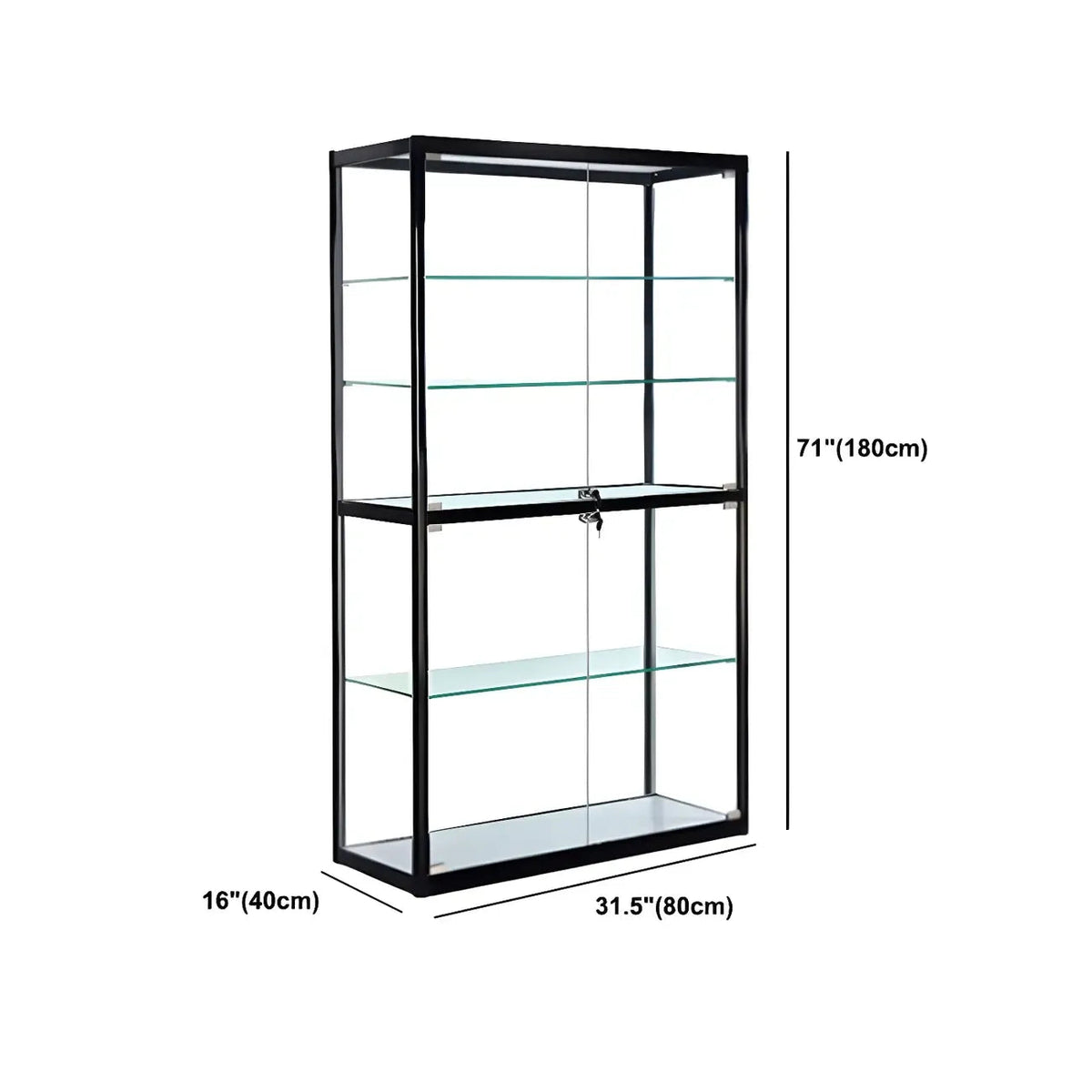 Moderner rechteckiger Vitrinenschrank aus schwarzem Glas