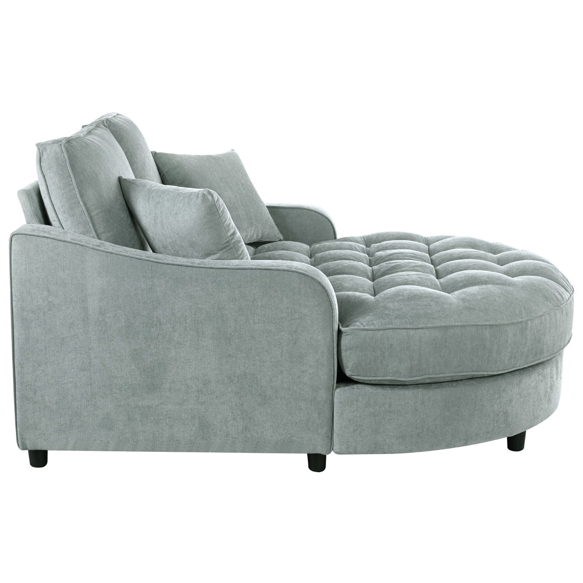Chaiselongue-Schlafsofa aus Chenille, gepolstertes Sofa mit gesteppter Rückenlehne und 2 abnehmbaren Kissen für das Wohnzimmer