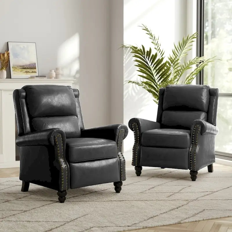 Set mit 2 modernen Relaxsesseln mit gepolstertem Sitz aus Kunstleder/Stoff
