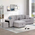 Divano componibile letto reversibile a L da 104.5 con chaise longue contenitore e 2 sgabelli - Divano letto trasformabile a 3 posti per il soggiorno