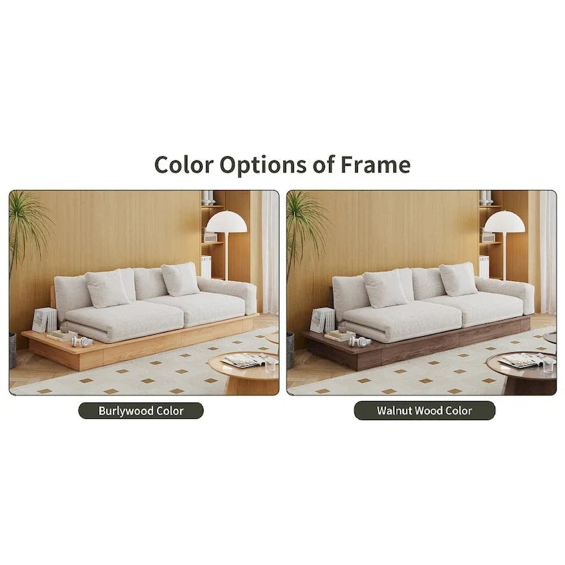 JASIWAY Modernes Sofa aus Massivholz mit Bezug aus Baumwollleinen