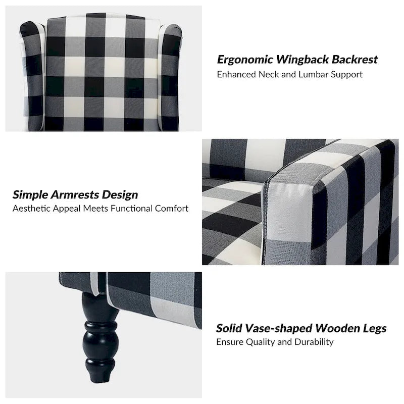 Handmatige relaxfauteuil in mid-century modern-stijl met wingback-ontwerp