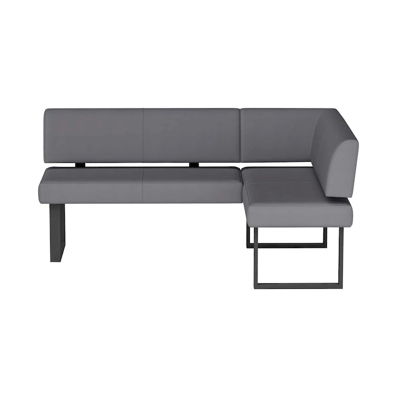 Somette Lillian 3-teiliges Esszimmer-Set in glänzendem Grau mit Esstisch, Essecke und Sitzbank