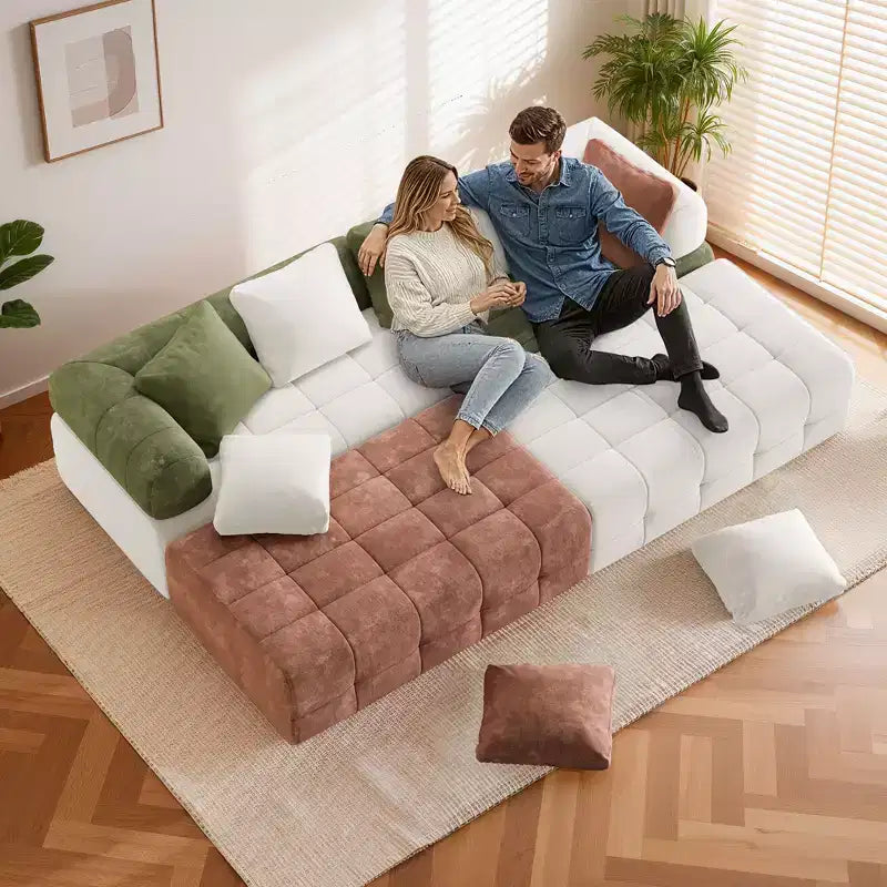 110.23 in. W modulares 4-Sitzer-Chenillesofa im Colorblock-Design mit geschwungenen Armlehnen