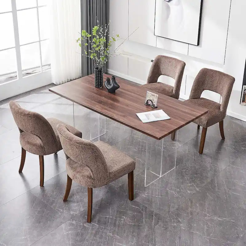 Set van 4 eetkamerstoelen met stoffen bekleding