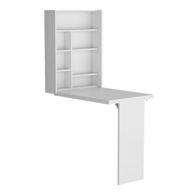 Foldable Table Tacoma, Seven Interior Shelves, White Finish,High quality and durable