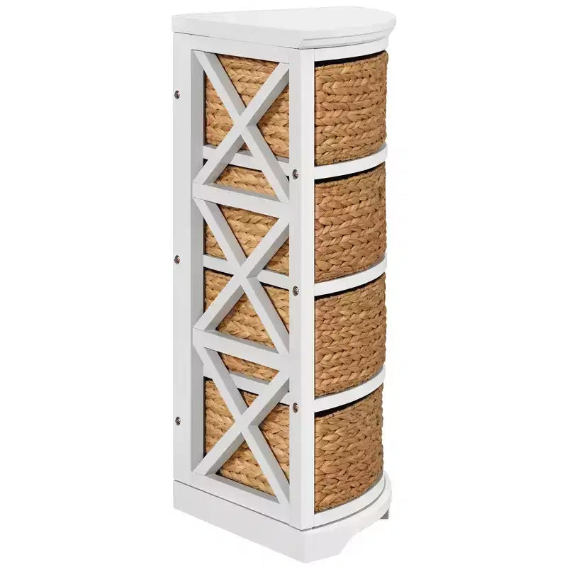 eHemco Hampton Meadows hoektafel met 4 niveaus, X-vormige zijkanten en 4 rieten manden