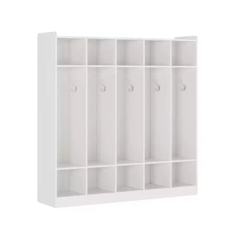 Vestiaire scolaire à 5 sections avec 10 casiers, meuble de rangement avec 10 crochets pour la maison, l’école, la crèche et la maternelle