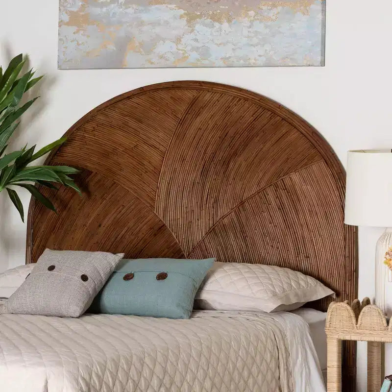 bali & pari Seana vrijstaand hoofdbord van rotan voor queensize bed, donkerbruin: geen montage, MDF-frame, plaatselijk reinigen