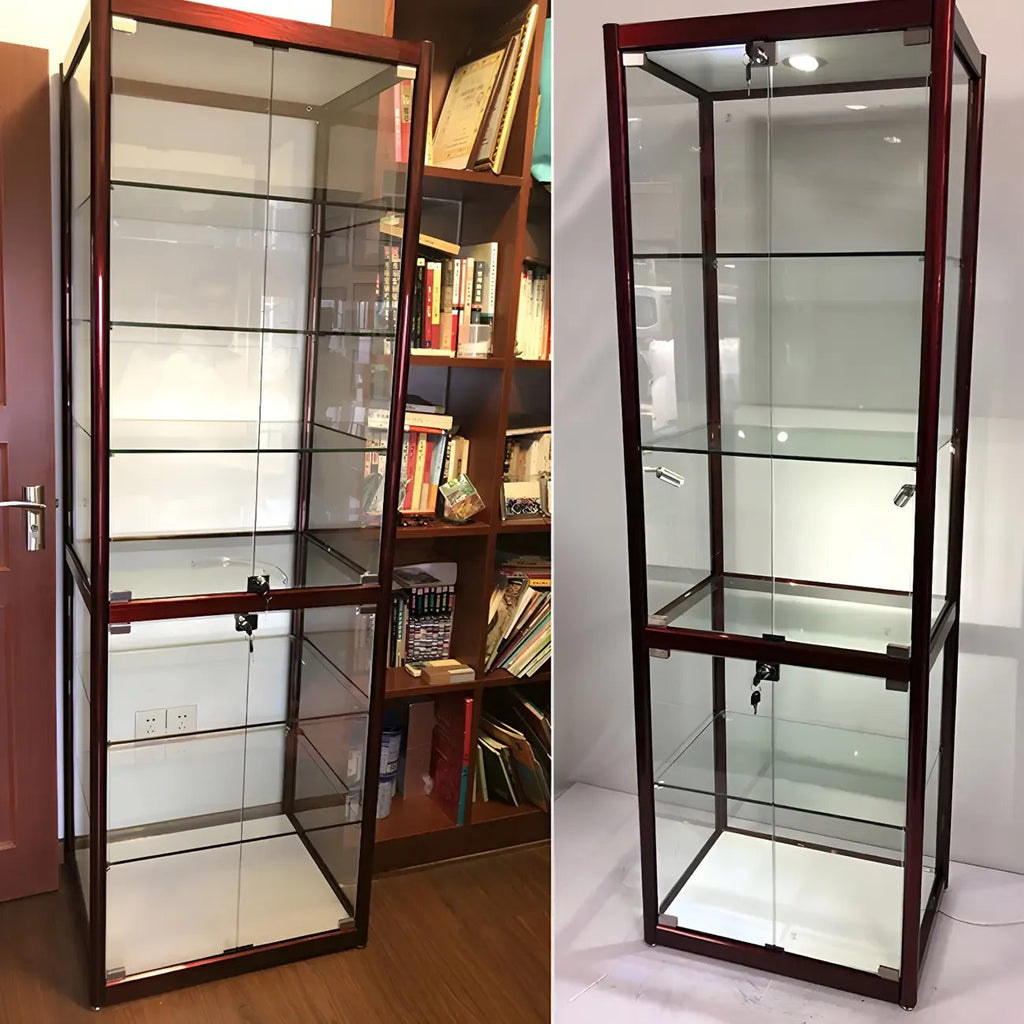 Moderner rechteckiger Vitrinenschrank aus schwarzem Glas