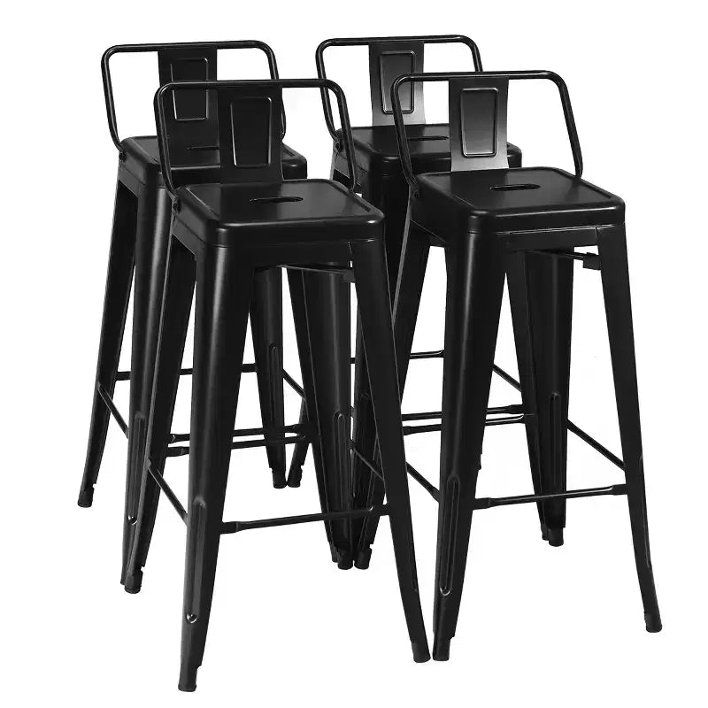 Costway Set aus 4 Metall-Barhockern, 30 Zoll hoch, im Industrie-Look, mit niedriger Rückenlehne aus StahlW/