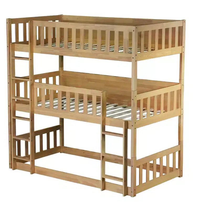 Letto a castello triplo per bambini, con tre letti singoli sovrapposti e separabili, scala e spondine, convertibile in 3 letti