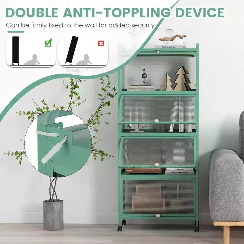 Étagère de cuisine Costway à 5 niveaux avec placard de rangement, support mobile pour micro-ondes et portes relevables, blanc/noir/gris/vert