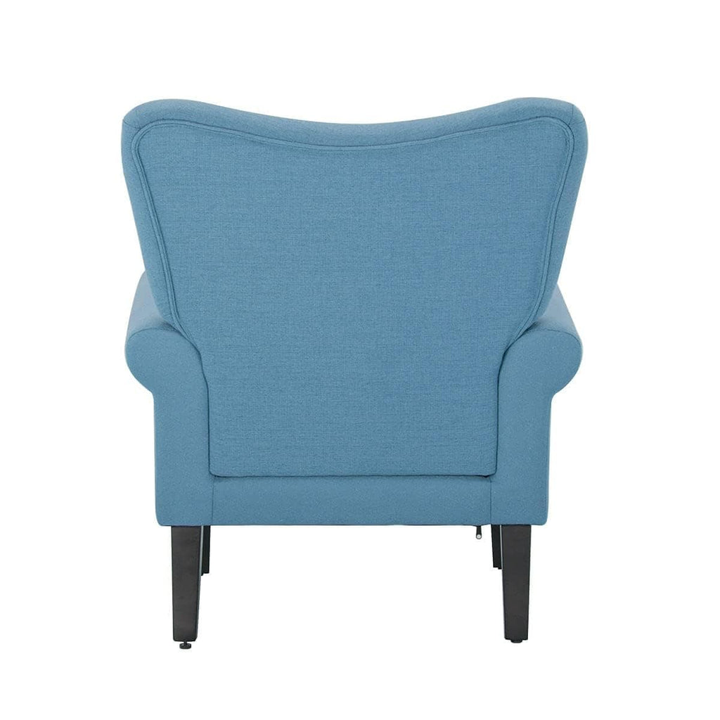 Erommy moderne fauteuil, fauteuil met hoge rugleuning, gestoffeerde eenzitsbank met knopen en houten poten voor de woonkamer