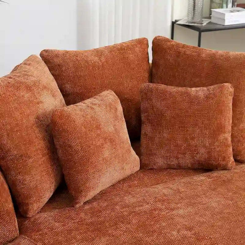 Fauteuil canapé moderne rond de style tonneau avec 5 coussins et pouf en option