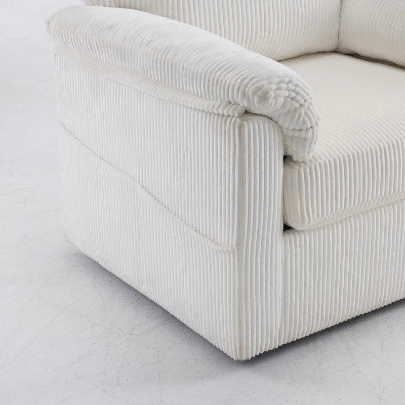 Fauteuil pivotant une place en velours côtelé de 33 pouces