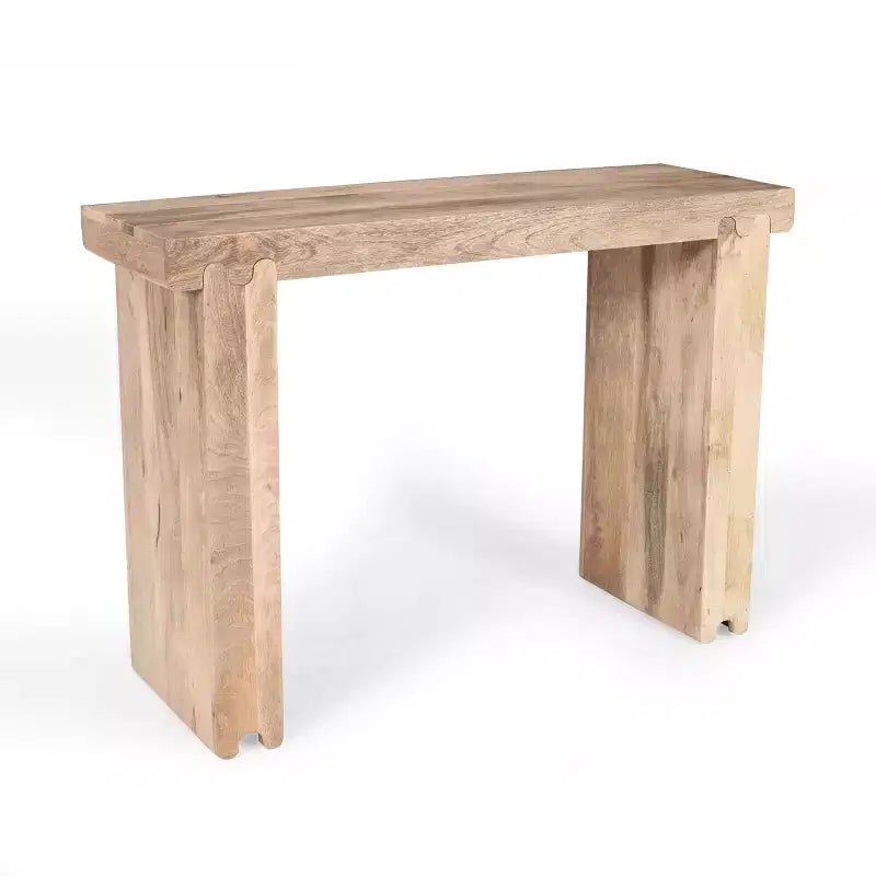 Consolle e tavolino da ingresso Whisen in legno di mango, stile rustico minimalista, con piano spesso