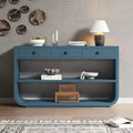ModernLuxe gebogen sidetable, haltafel, bijzettafel naast de bank, displaystandaard en accenttafel met 3 softclose-lades en 2 open vakken